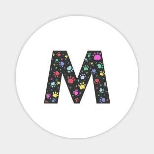 M letter with colorful paw print Magnet